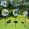 Sprankelende gestreepte tuinpaal met reflecterende folie, regenboogkleurige windmolens voor buiten, kleurrijke folie, draaiende bal, tuinkunst