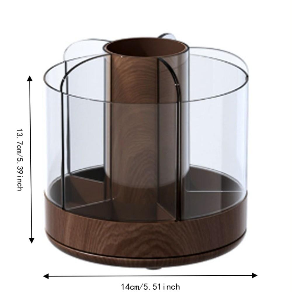 360 Rotating Rotating Makeup Organizer Woodgrain Cosmetics Storage Box  Home Organization