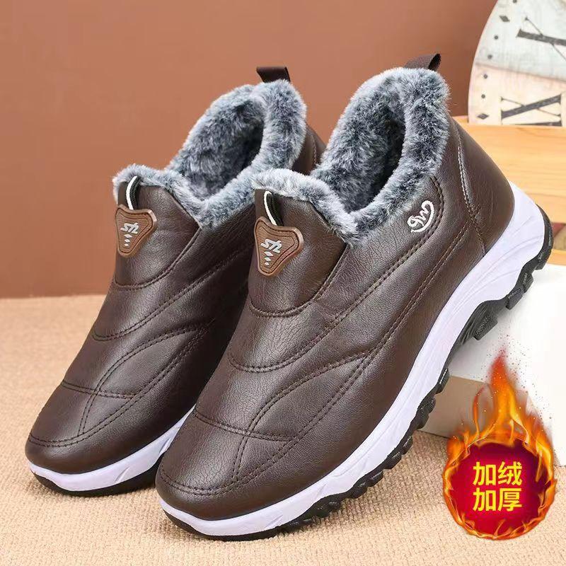 Winter New Thickened Cotton Shoes Foreign Trade Douyin Velvet Warm Walking Shoes Middle-aged and Elderly One-pedal Snow Boots