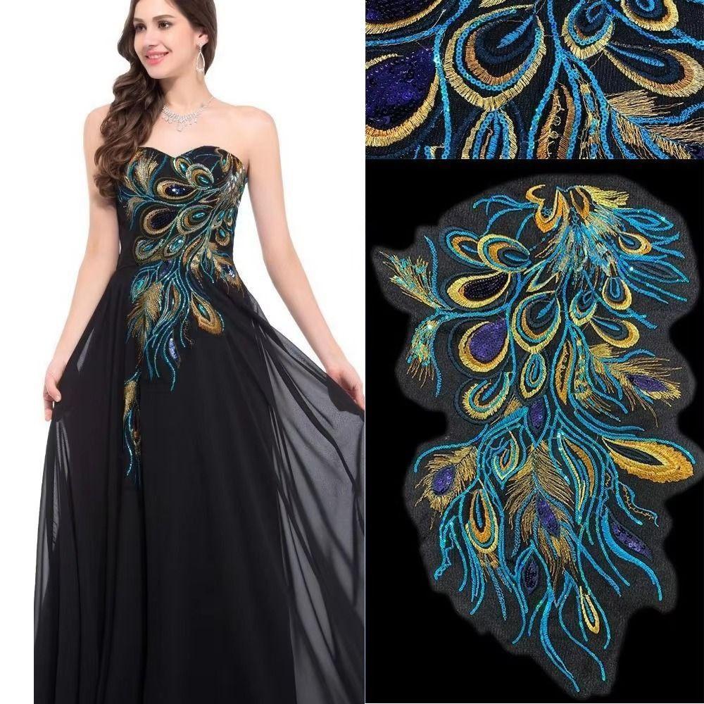 Mesh Embroidered Floral Patches DIY Iron on Patches Sequined Embroidery Patches Evening Dresses