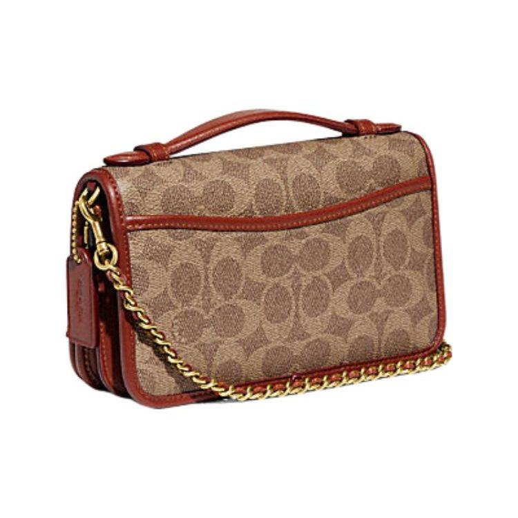 Coach Bea 20 Classic Monogram Buckle Closure PVC Handbag Shoulder Crossbody Bag Small Women Handbags Gray Brown CI197-B4NQ4