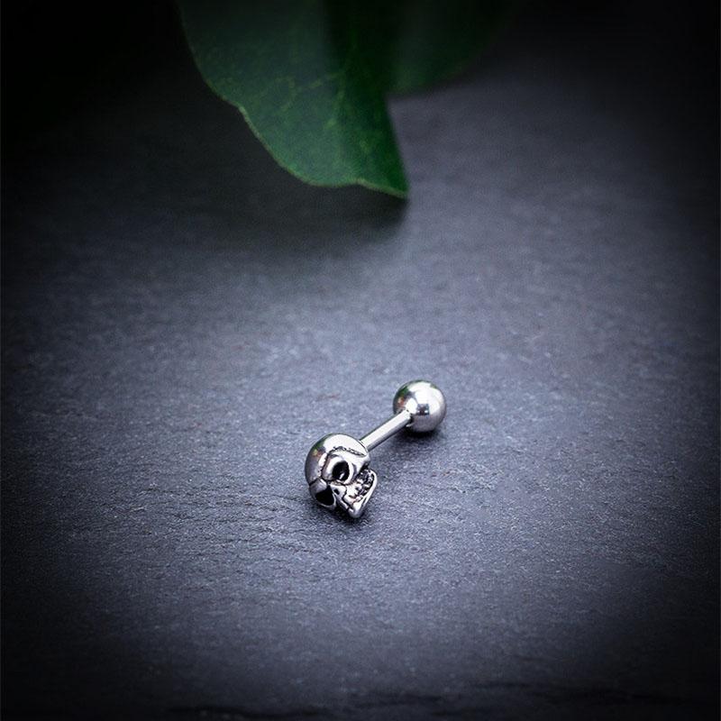 Classic Design Punk Skull Mini Earrings Stainless Steel Trendy Simple Geometric Stud Ear Jewelry Party Gifts For Women Men
