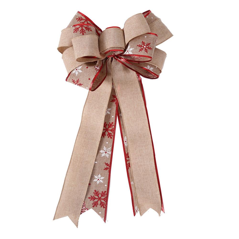 And Stylish Versatile Double Layer Christmas Bow With Maple Leaf And Striped Design Decor For
