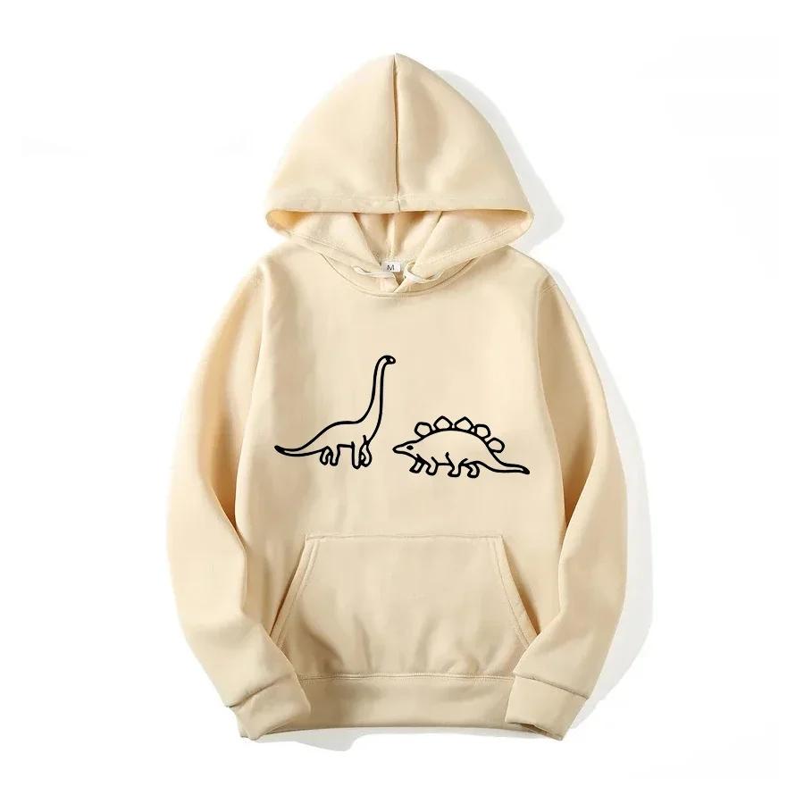 2025 Autumn/Winter New Manga Women's Dinosaur Printed Fashion Casual Hoodie Outdoor Sports Simple Loose Comfortable Coat