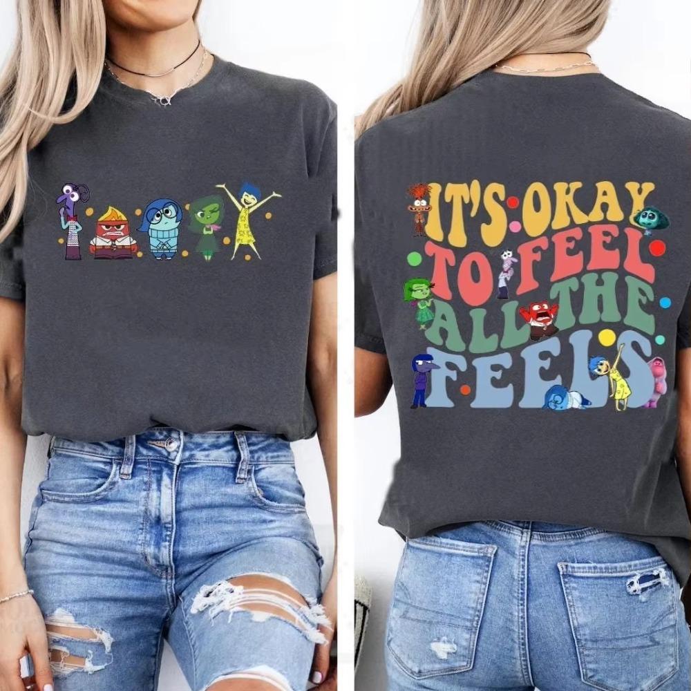 Inside Out Its Okay To Feel All The Feels T Shirt Women Unisexs Cotton Tee ONeck Casual Oversize Short Sleeve Streetwear S