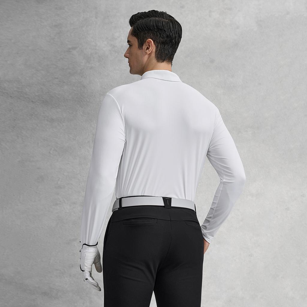 FILA Golf Series Simple Classic Fashion Sports Comfortable Long Sleeve Polo Shirt Men tops Jade-White A11M615206FWT