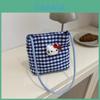 Cartoon Cute Plaid Square Bag Soft Material With Inner Pocket And Trendy Design For Women