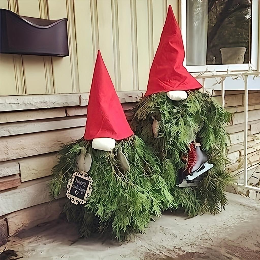 Christmas Tree Topper Star with Hat Nose Gloves Creative Faceless Design for Holiday Decoration