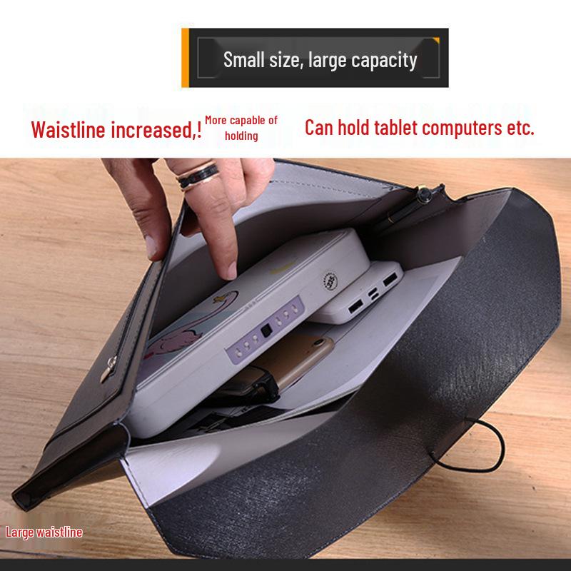 Large Capacity A4 Leather File Bag - Multifunctional Business Office Folder