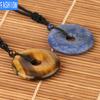Creative European And American Natural Stone Nostalgic Concentric Ring Safety Clasp Pink Crystal Sweater Necklace
