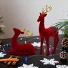 Christmas Reindeer Figurines 2Pcs Flocking Deer Statue Tabletop Decor for Living Room Home Office Holiday Party Christmas Decor