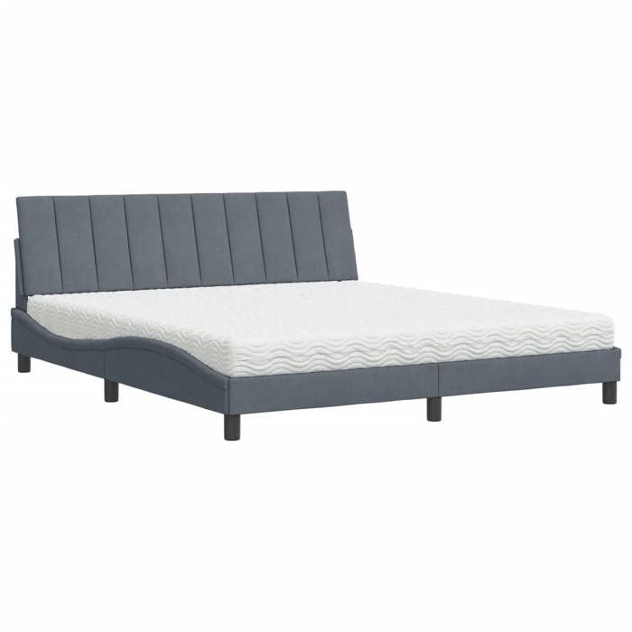 VidaXL Bed with Mattress Dark Grey 180x200 Cm Velvet 3208611