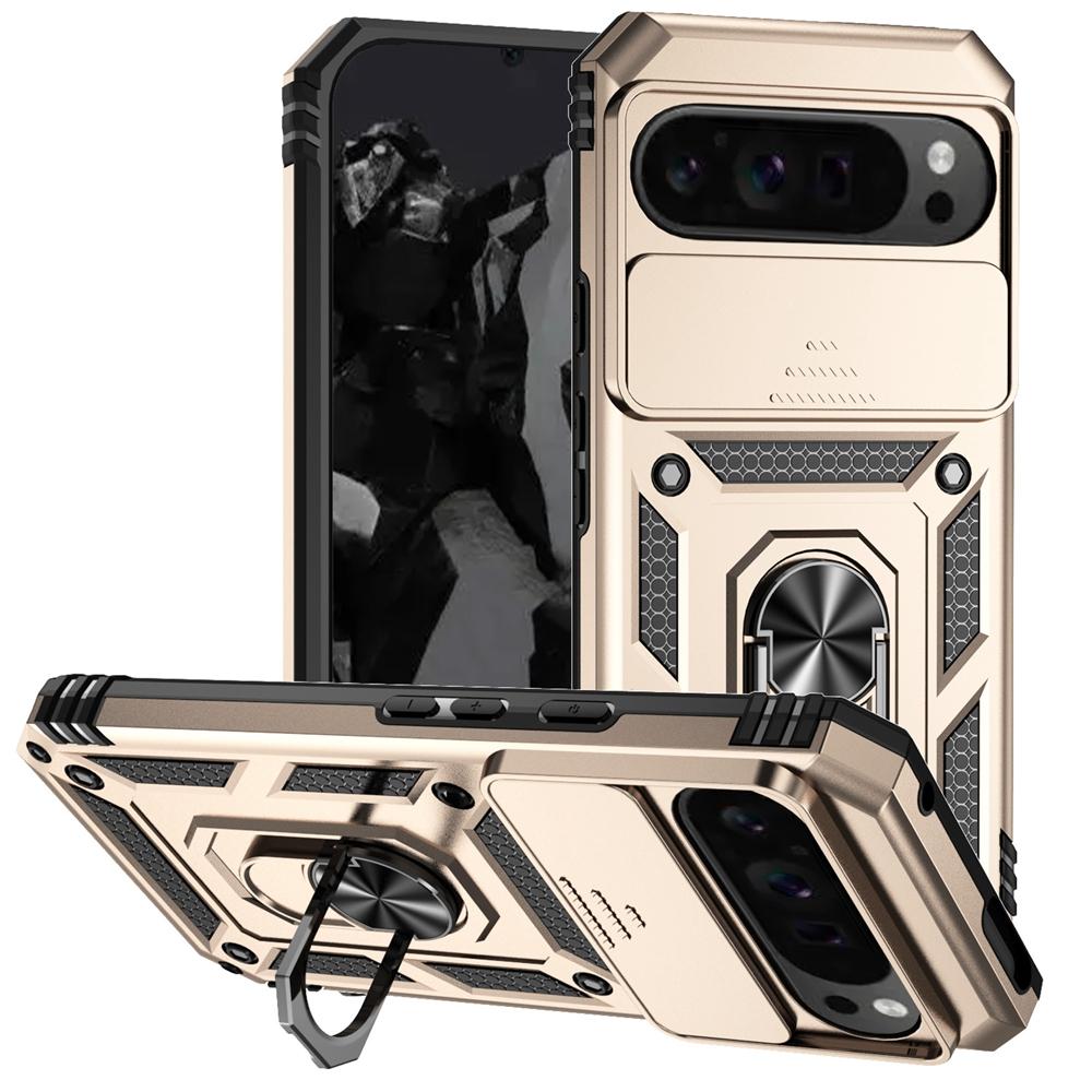 Capa Armadura à Prova de Choque Para Google Pixel 6 7 8 9 10 Pro XL 5G Capa Protetora de Lente Deslizante Para Pixel 6A 7A 8A 9A Capa com Suporte de Anel