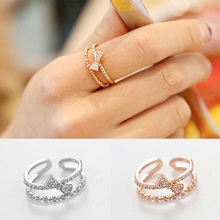 Korean Fashion Sweet Butterfly Ring for Women - 925 Silver Adjustable Index Finger Ring, Trendy & Stylish Accessory