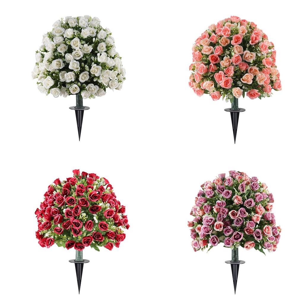 Fake Rose Plants with Layered Petals Artificial Greenery Shrubs Outdoor Indoor for Patio Porch Garden Floral Arrangements