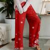 Pajama Pants , Sleepwear , Casual Drawstring Elastic Waist Pants , Comfortable Straight-leg Loose Pants