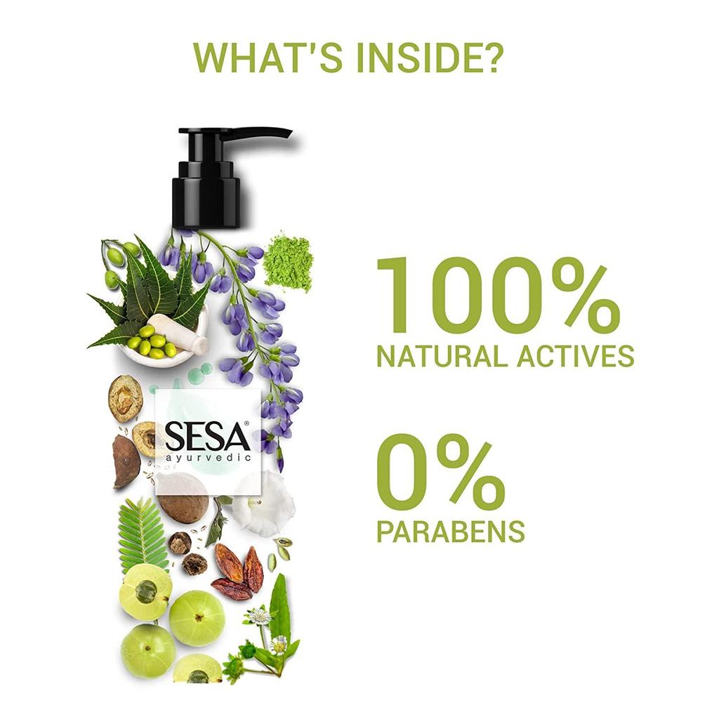 SESA Shampoing ayurvédique anti-chute - Bhringraj, oignon et 6 herbes ayurvédiques - Aide à contrôler la chute des cheveux 500 ml