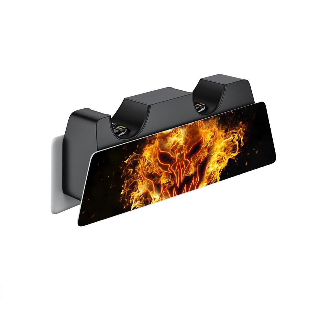 PlayVital PS5 Disc Edition Konsolen-Aufkleber, PS5-Aufkleber für PS5-Controller, Ladestationen, Headsets und Medienfernbedienungen [Feuerdämonen]