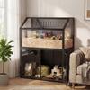 Hamsterkäfig 2-in-1 mit Aufbewahrungsschrank für Nagetiere Syrische Hamster und Mäuse Stahl und Acryl Schwarz