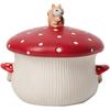 Cute Squirrel Mushroom Ceramic Tableware Set Red Polka Dot Porcelain Teapot Plate Bowl Cup For Breakfast Dessert Home Decor Gift
