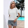 JPNTKY Women's Fashion Casual Solid Color Print Short Sleeve O-Neck  Blouses & Shirts