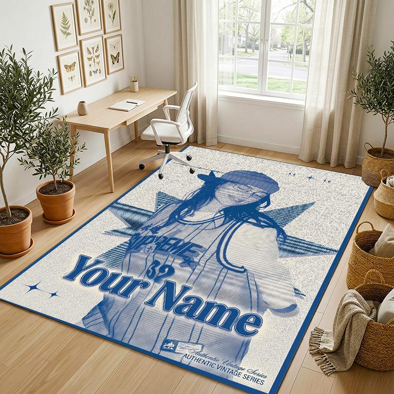 Personalized Crystal Velvet Carpet,Billie Eilish Custom Printed Name, Plush Area Rug For Home Indoor Decor