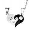 Korean Style Couple Heart-Shaped Diamond Pendant Necklace