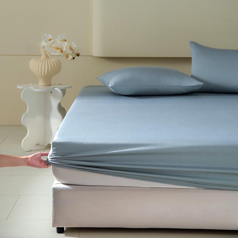 A-Class Sateen Cotton Fitted Sheet Set - Stylish Solid Color, Non-Slip Mattress Protector Cover (3 Pieces)