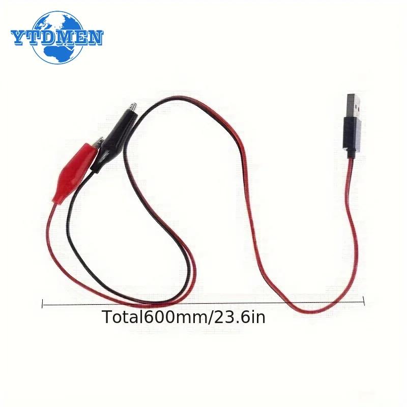 Alligator Test Clips Clamp To USB Male Socket Test Leads Connector Power Supply Adapter Wire 60CM Cable Crocodile Clips