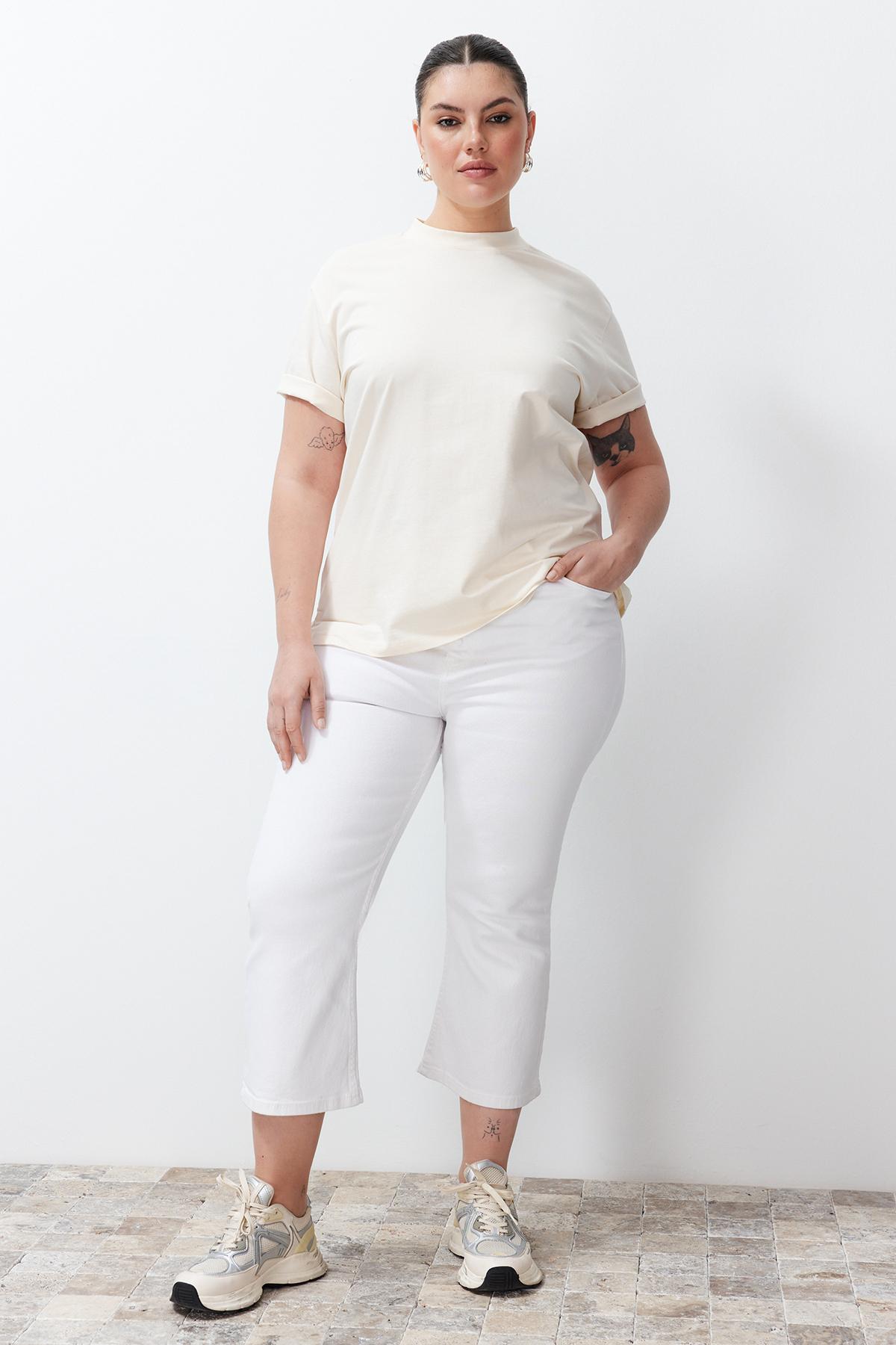 

Women s Style Plus Size White Flare Jeans