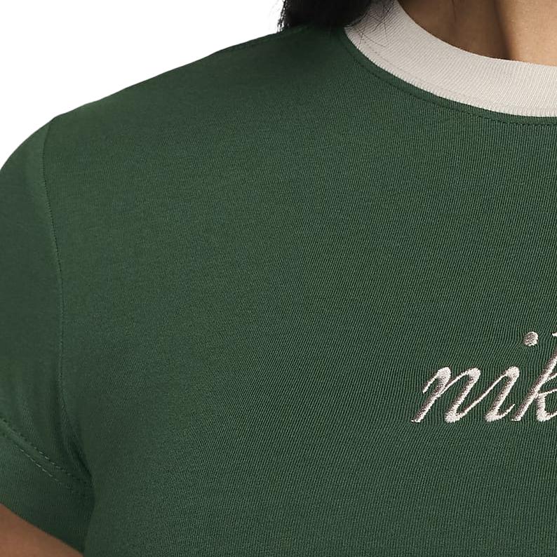 Nike Fitted Round Neck Yoga Short Sleeve Pullover Logo T-Shirt Women Tops Green HF8820-341