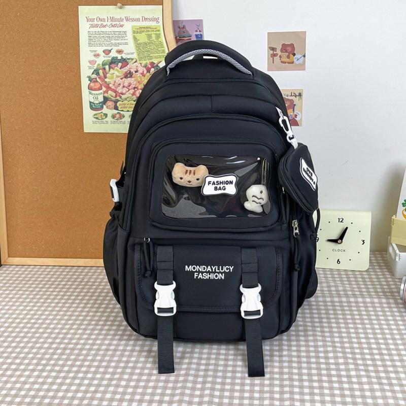 Spring New Student Backpack Japanese Solid Color Small Fresh Junior and Senior High School Student Bag Large Capacity Backpack.