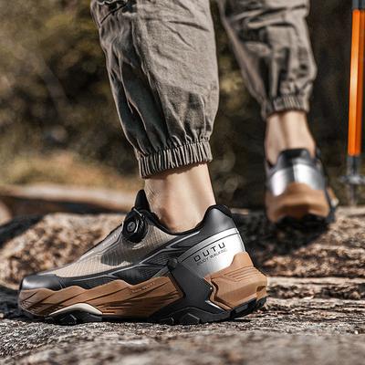 Wiosenne buty męskie outdoorowe obrotowy guzik wodoodporne i antypoślizgowe buty trekkingowe terenowe amortyzujące i odporne na ścieranie sporty outdoorowe