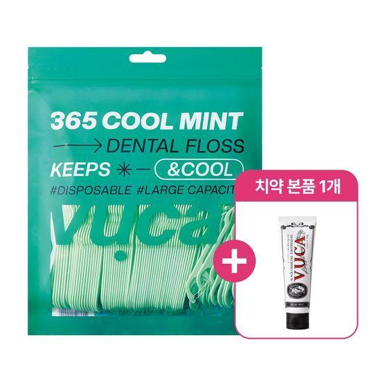 VUCA 365 Cool Mint Dental Floss 365 pcs + 1 Black Charcoal 110g
