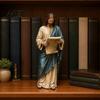 Spiritual Gifts for Easter Christmas Jesus Reading Book Resin Figurine, Small Religious Statue Bookshelf Mantel Prayer Baptism Communion Believers