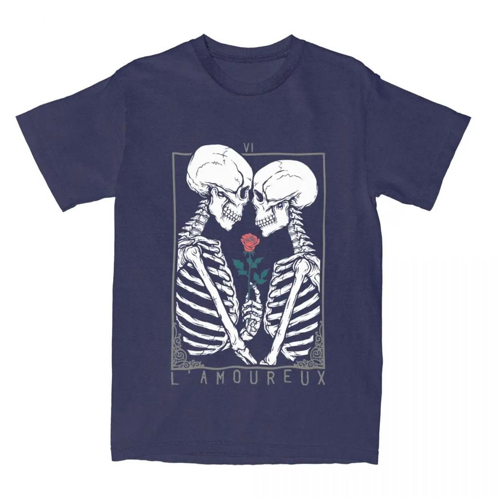 Skull VI The Lovers Tarot Card Apparel Shirts Men Women Skeleton Couple Kiss Funny  Unique Tee Shirts