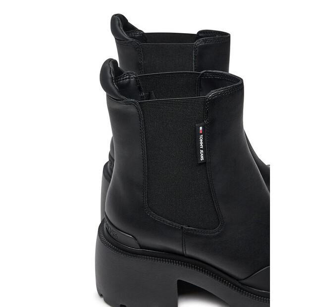 Tommy Jeans Tjw Ankle Boots, Chelsea Boots with a Medium Heel, EN0EN02681, Black