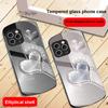 Gradient Love Silver For IPhone 16 Pro Max 15 Pro 14 13 12 Mini 11 XS Max XR 7 8 Plu SE 2022 Elliptical Glass Phone Case