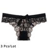 3 Pcs/Lot Women's Lace Bow Thongs Sexy Low Waist Panties Underpants