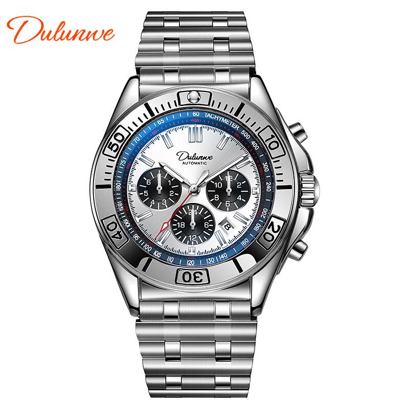 Męski zegarek mechaniczny z automatycznym naciągiem, wielofunkcyjny kalendarz na tarczy, modny sportowy zegarek na rękę dla mężczyzn