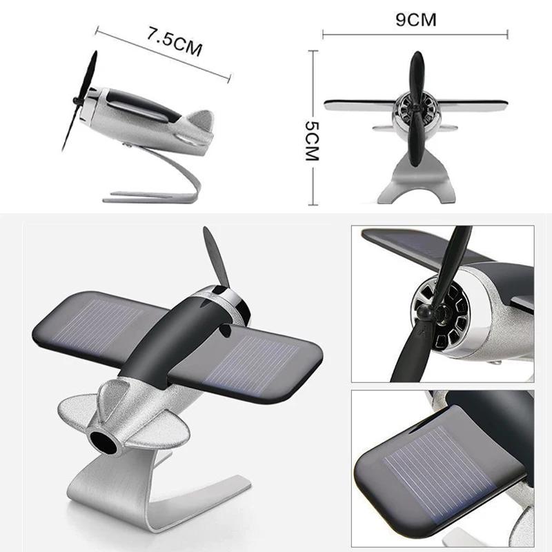 Solarbetriebenes drehendes Flugzeug Auto-Innenraum Armaturenbrett Flugzeugmodell Drehende Mini-Flugzeug-Ornamente für Auto Büro Wohnkultur
