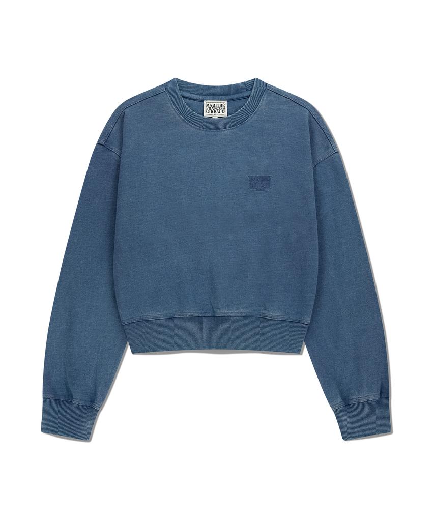 Malittepeulangsowajeobeo W Klassisches Logo Kleidungsstückgefärbtes Crop Sweatshirt Blau