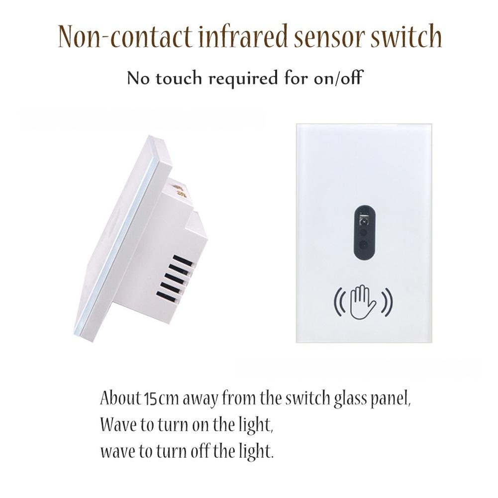 Touchless Infrared Wall Switch Non Contact Hygienic Tempered Glass AC 100 240V 50 60Hz 10A Dual Status Lights L N Wiring