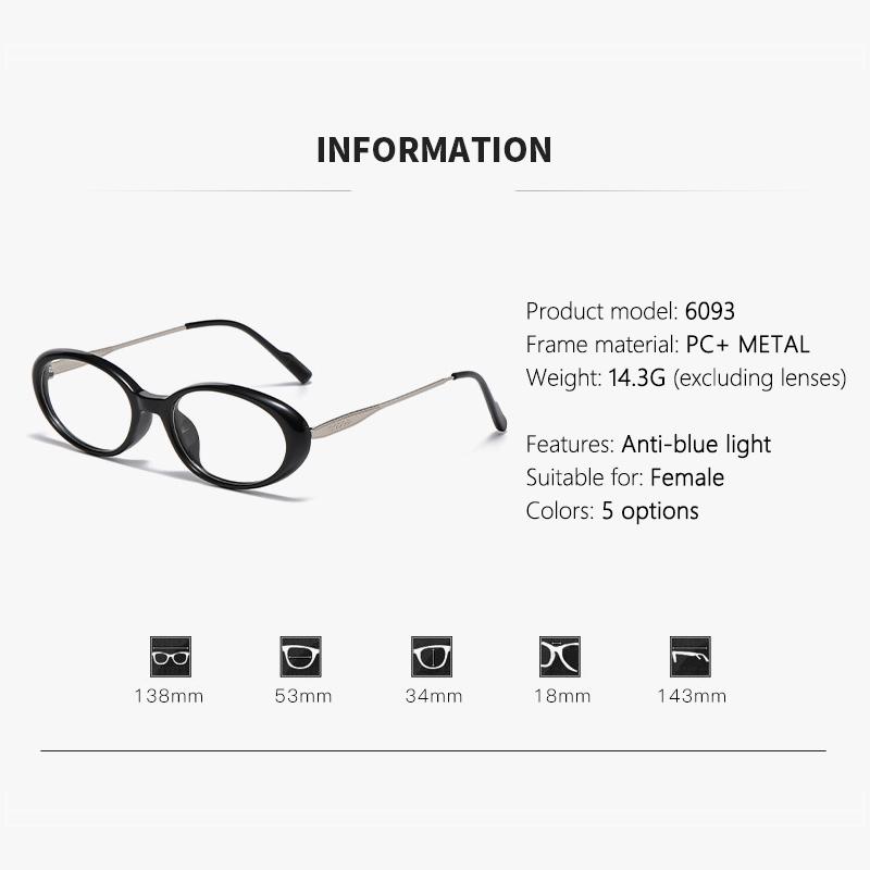 Light-sensitive Color-changing Elliptical Anti-blue Light Fashionable Thick-edge Small-frame Near-sighted Glasses