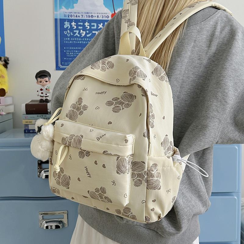Women's Bear Printed Backpack Student's Lightweight Schoolbag