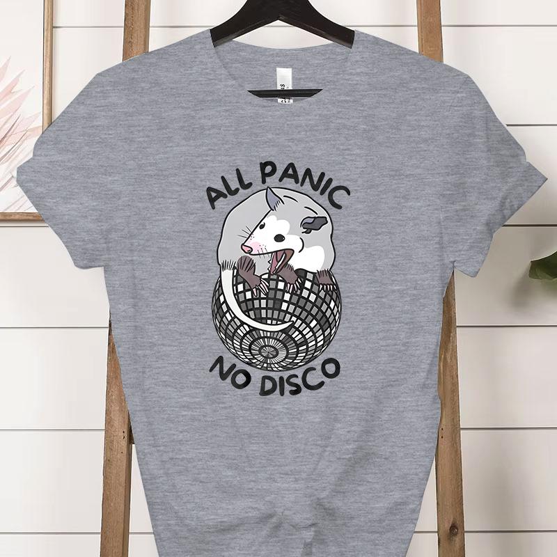 All Panic No Disco Opossum Tshirts Women Funny Screaming Street Trash Cat Graphic Tee Funny Possum Retro Animal Lover Tshirt S