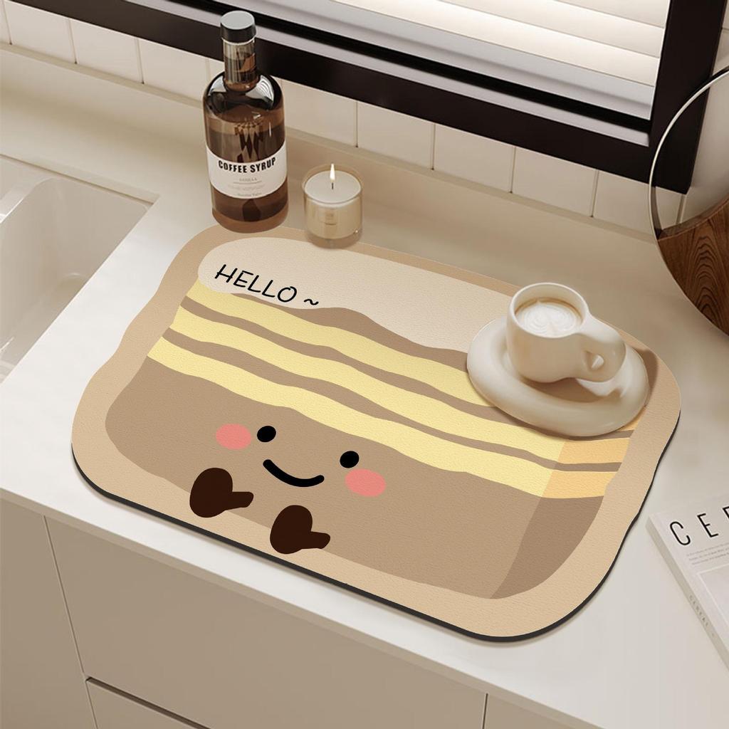 Cartoon Quick-Dry Diatom Draining Mat - Water Absorbent, Wear-Resistant, Anti-Slip Kitchen Counter Mat