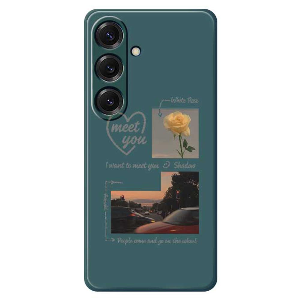 

Чехол для Samsung Galaxy S25 с фотопечатью «Встретимся» и прямыми краями, задняя крышка из ТПУ Green