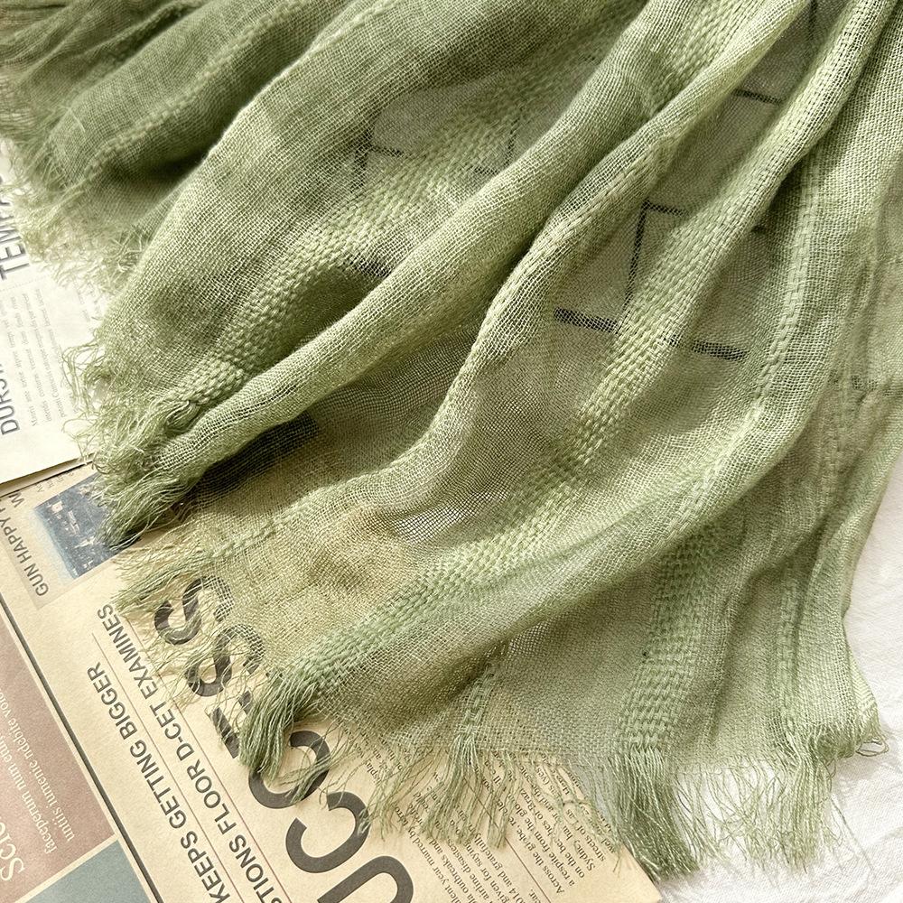 New solid color wool scarf women's retro dirty dyed striped shawl scarf