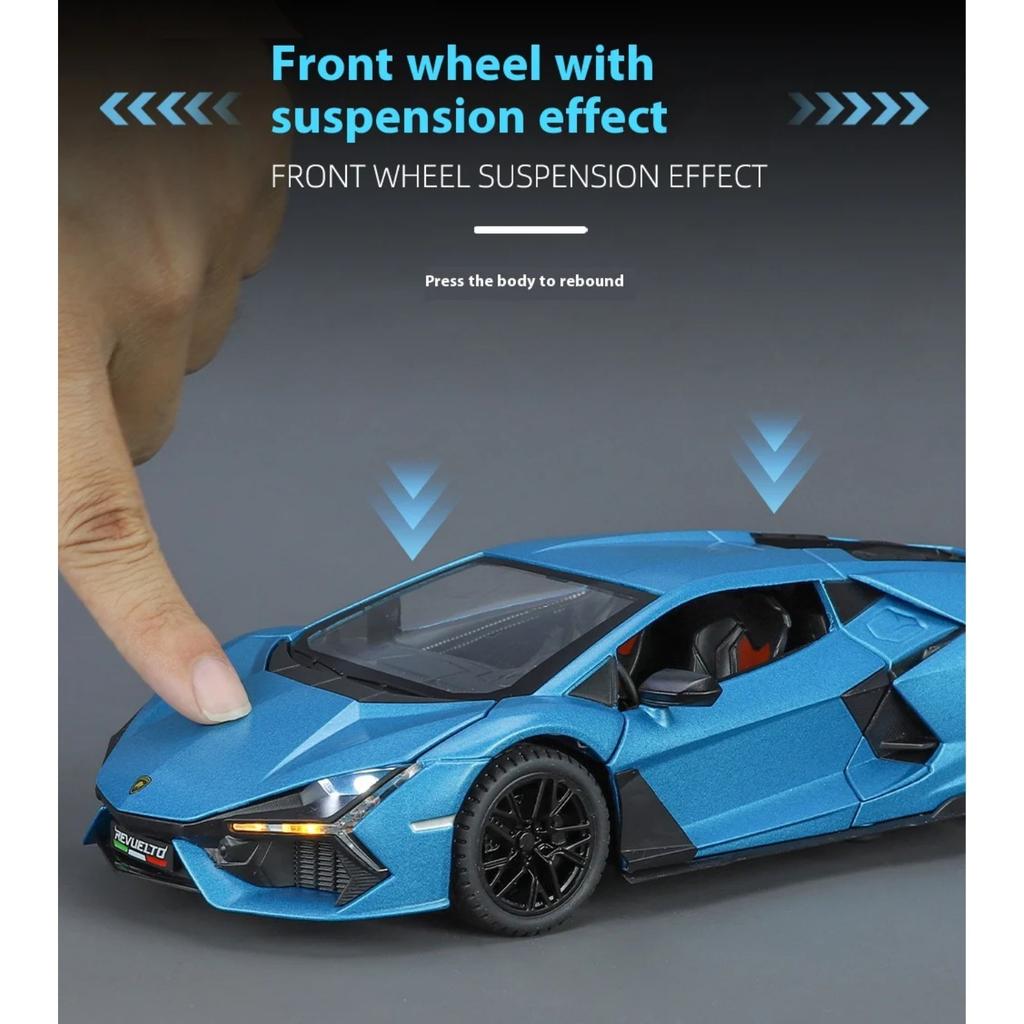 1/24 קנה מידה למבורגיני רוולטו גרסת מכונית רחוב מכונית ספורט סגסוגת מתכת דגם מכונית יצוקה צליל ואור צעצועי ילדים לבנים מתנות